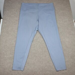 Danskin Womens XL Blue High Waisted Active Leggings Pockets Reflective 4197